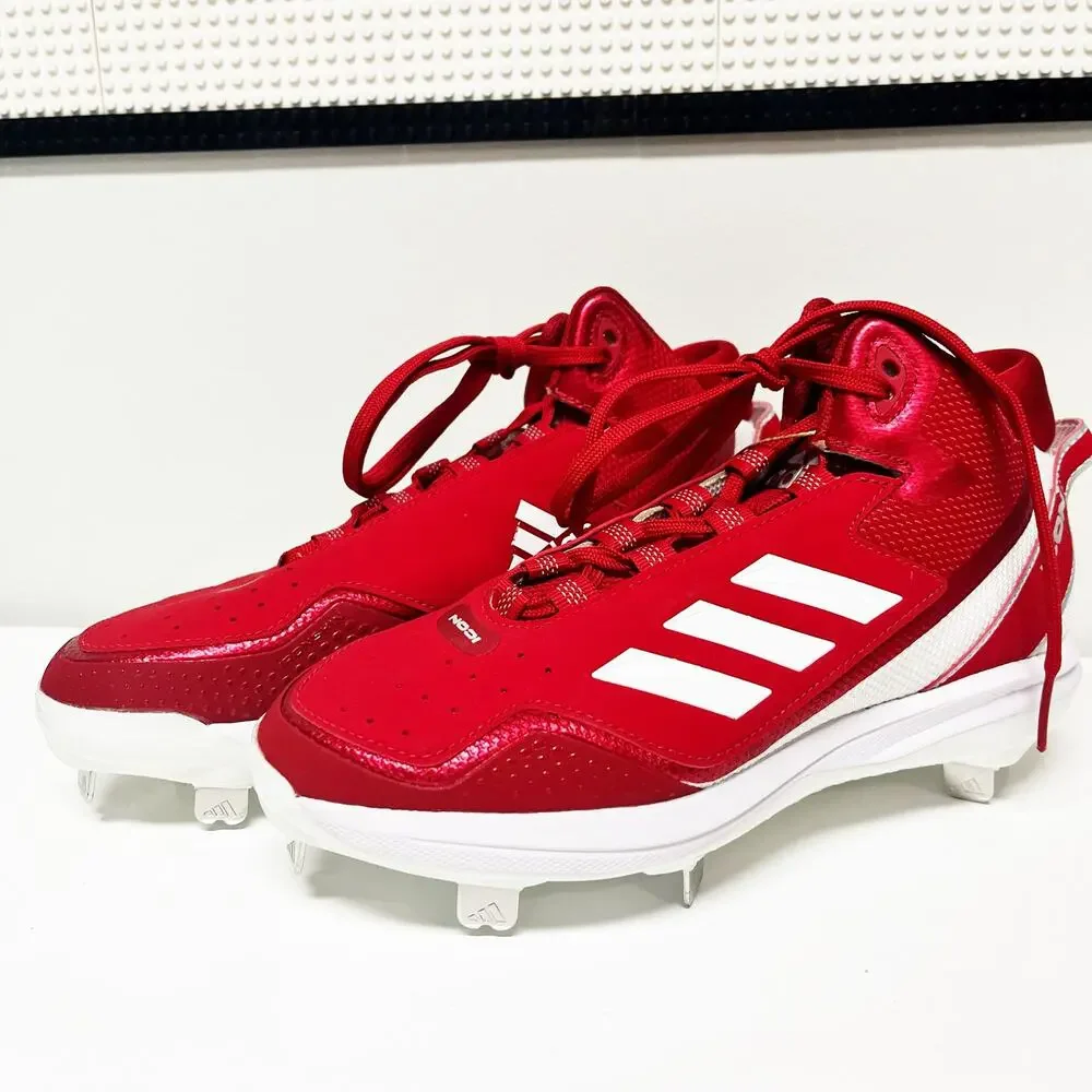 NEW Adidas Icon 7 Mid-Cut Baseball Cleats Shoes Red Mens Size 7
